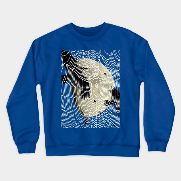 Halloween Moon Crows And Cobweb Crewneck Sweatshirt by taiche